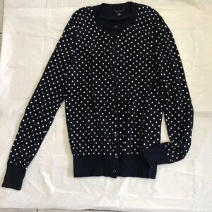 Tommy Hilfiger Polka Dot Cotton Cardigan Sweater Cardi Knit Top Jacket Preppy M